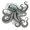 poseidon octopus and orca tattoo design idea