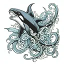 poseidon octopus and orca tattoo design idea