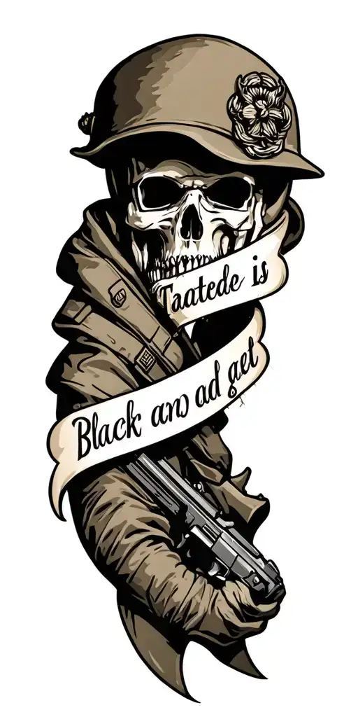 military tattoo with the phrase tattoo design idea
