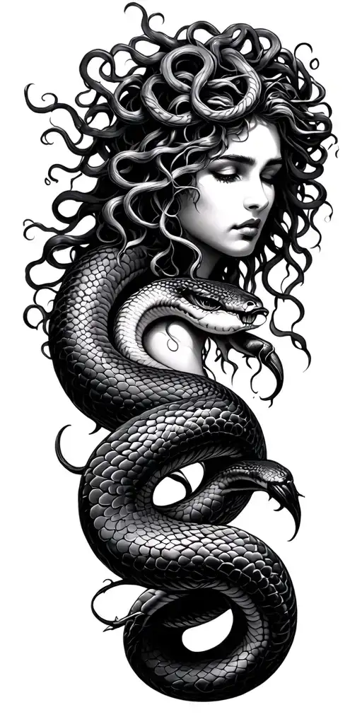 Medusa & Snake Flow (Strength from Pain) tattoo design idea