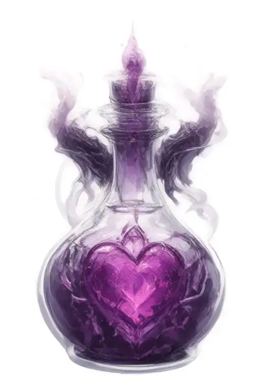 potion bottle with maleficent horns and crystal heart tattoo design idea