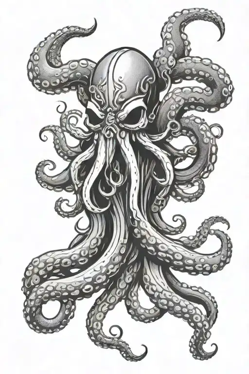 Viking octopus wrapping its tentacles tattoo design idea