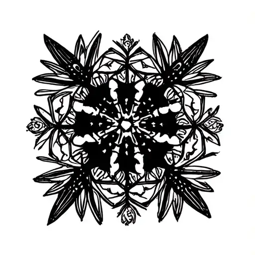 elaborate Christian snowflake, delicate, intricate, relief print, epic, graceful tattoo design idea