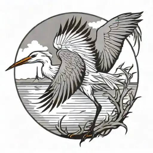 Egret tattoo design idea