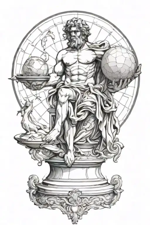 Greek Mythology Atlas holding the world tattoo design idea