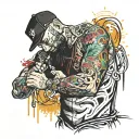 Graffiti artist painting tattoo design idea