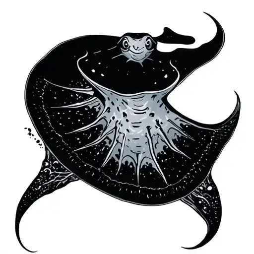 ocean and stingray tattoo design idea