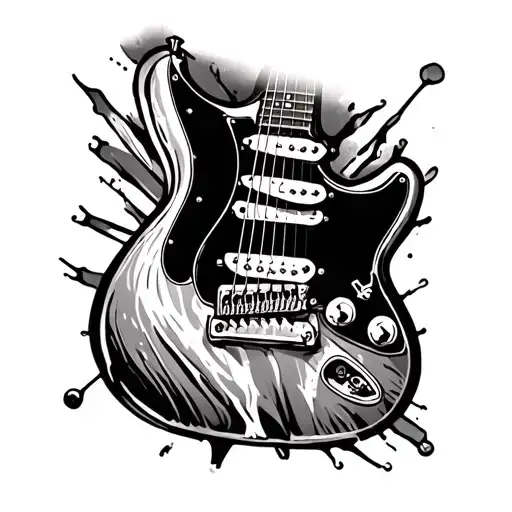 Skeleton Guitar tattoo design idea