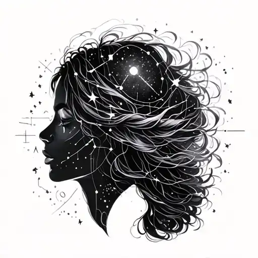 Add more constellations or celestial elements wrapping around the thigh or flowing upward Aries zodiac female tattoo design idea