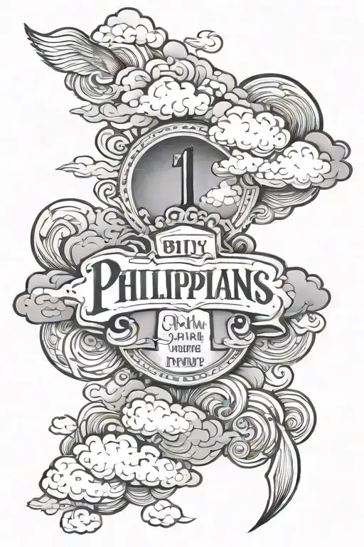 Clouds Bible Verse "Philippians 4:13 written tattoo design idea