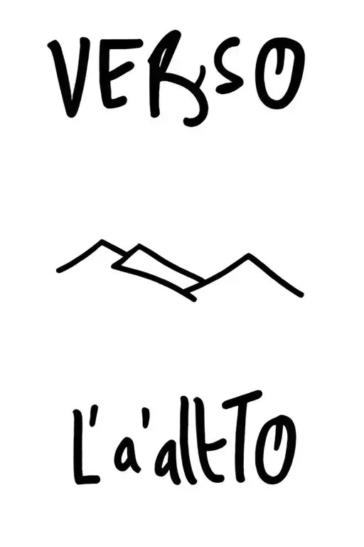 "Verso L'alto" simple mountain tattoo design idea