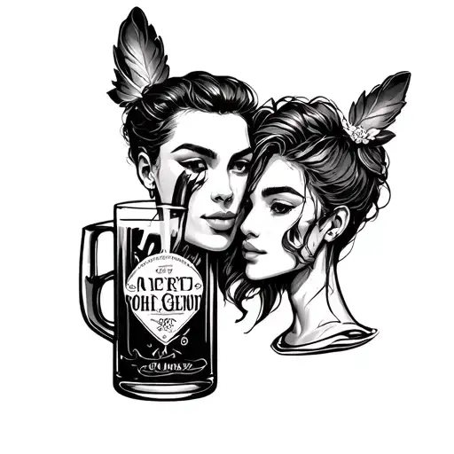Matching tat with friend small and something to do with alcohol tattoo design idea