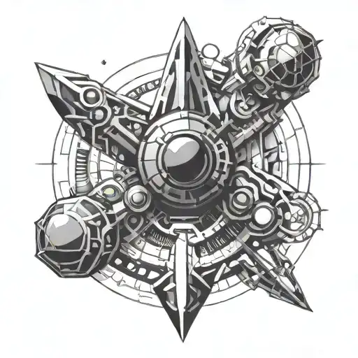A tattoo design inspired by a futuristic anime space opera with intricate geometric patterns tattoo design idea