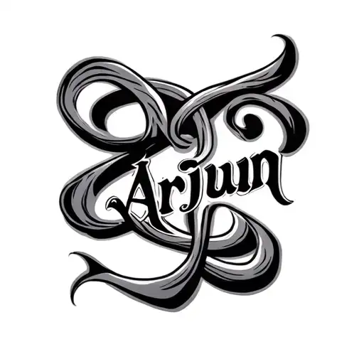 arjun name intertwined tattoo design idea