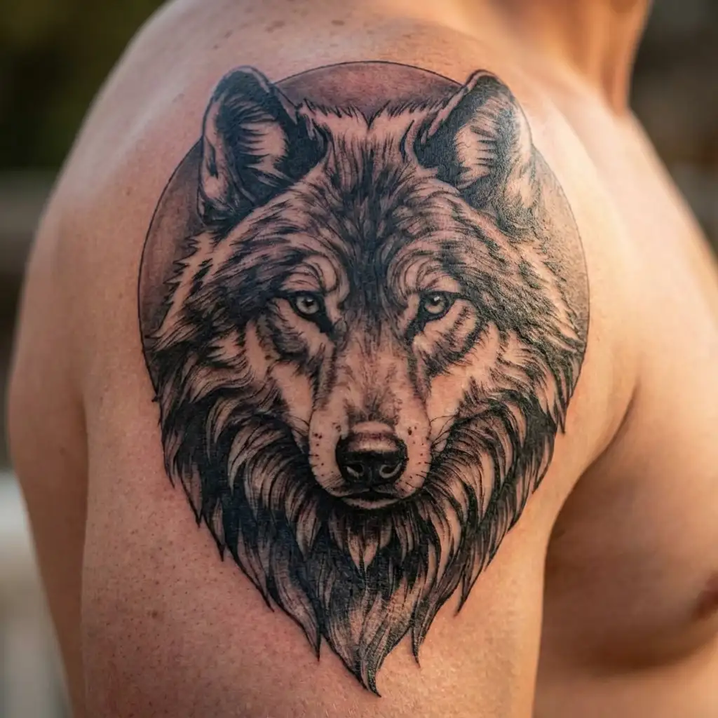 wolf head tattoo design idea
