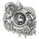 saggitarius left side, capricorn right side, scorpio middle tattoo design idea