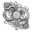 saggitarius left side, capricorn right side, scorpio middle tattoo design idea