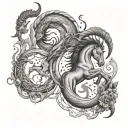 saggitarius left side, capricorn right side, scorpio middle tattoo design idea