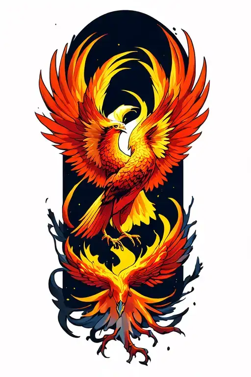 Phoenix rising from the ashes tattoo design idea
