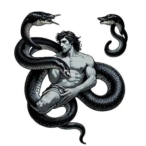 ophiuchus man holding snake tattoo tattoo design idea