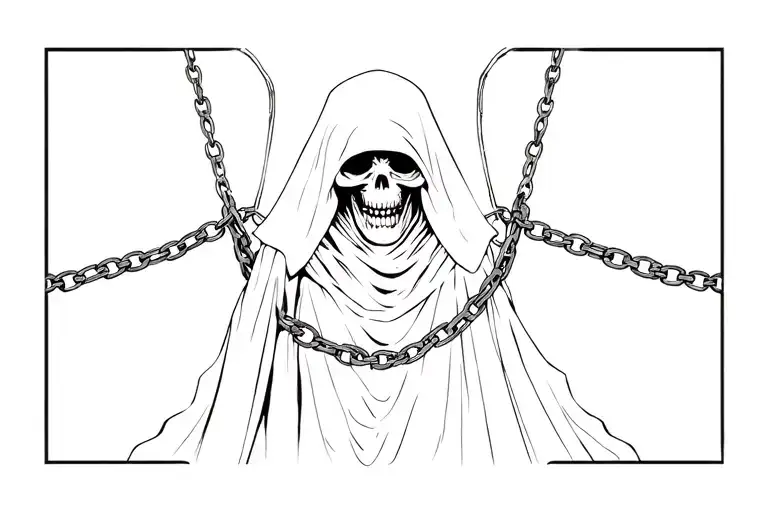 a grim reaper with chains tattoo design idea