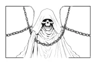 a grim reaper with chains tattoo design idea
