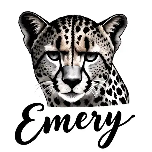 cheetah print with Emery in cursive inside the cheetah print tattoo design idea