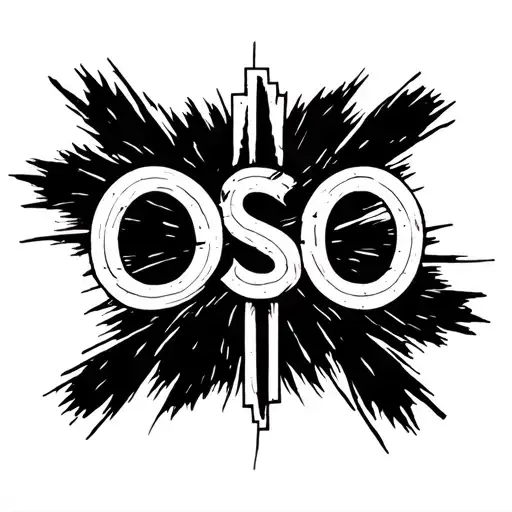 The word OSO negative space cross surrounded tattoo design idea