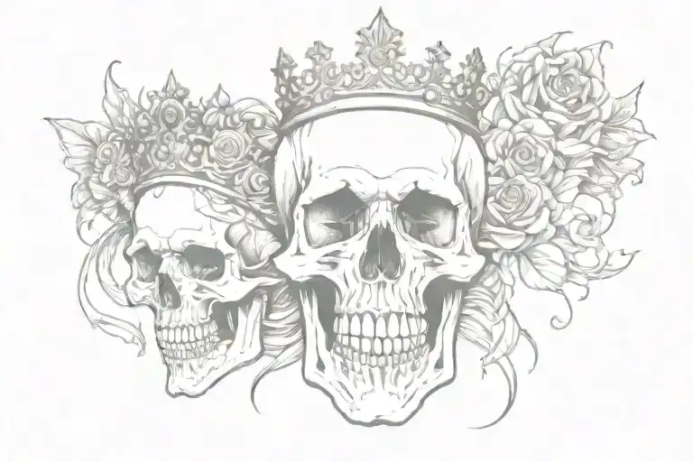 skull kind and queen tattoo design idea