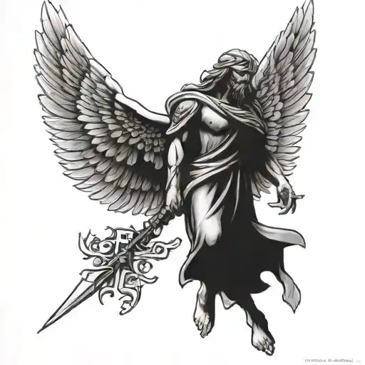 the Lord's angel in the battle versus the Assyrians Isaiah 37:36 tattoo design idea