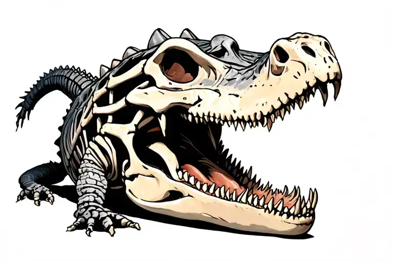 full alligator skeleton with flesh tattoo design idea