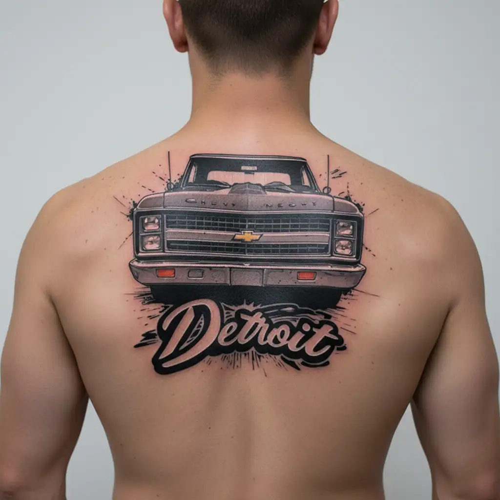 detroit, muscle, Chevy, addict tattoo design idea