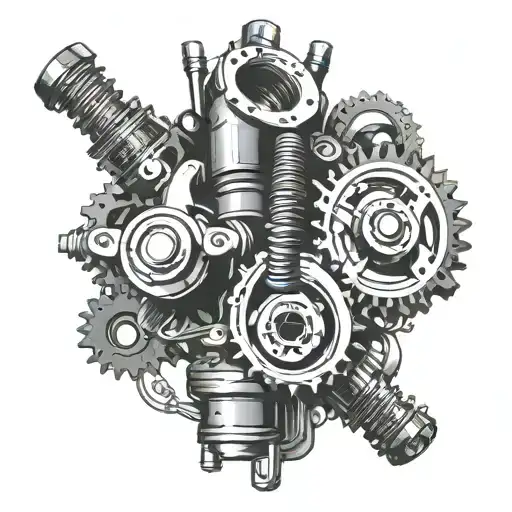 gear spark plug drive chain tattoo design idea