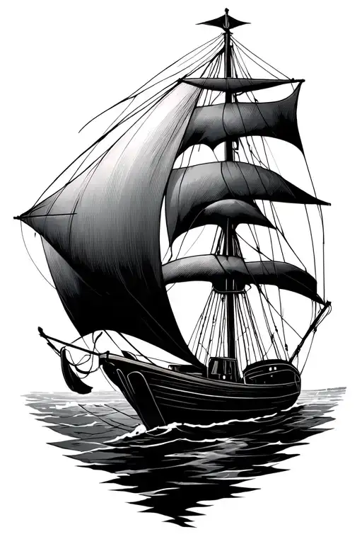 A thin curved line symbolizing the mast. A triangular sail, slightly curved, leaves it - as if caught the wind. tattoo design idea