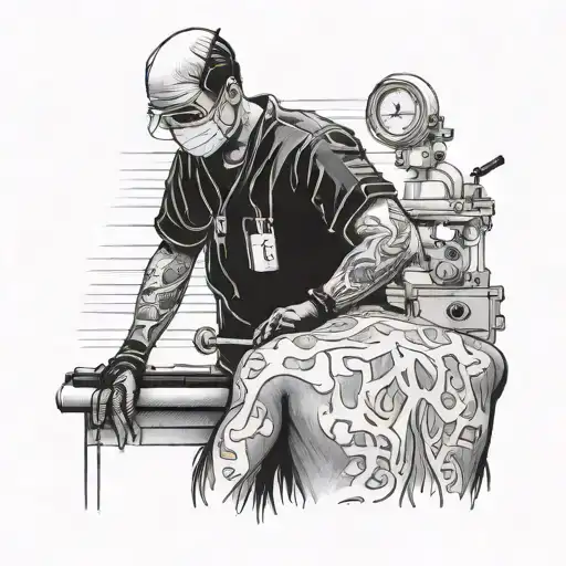 a tattoo of a surgeon operating on a back in black tattoo design idea