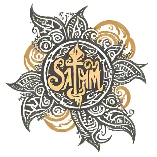 'satyam' is written in neo tribal tattoo tattoo design idea