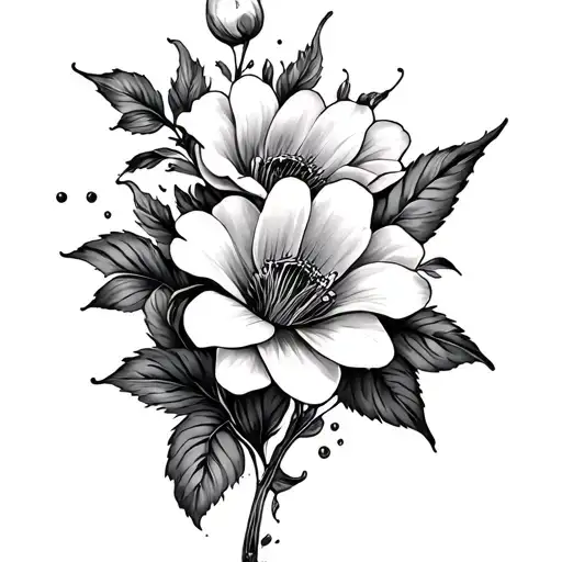 Champagne cut and discreet flowers tattoo design idea