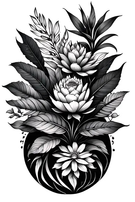 plants and mandala design incorporating tattoo design idea