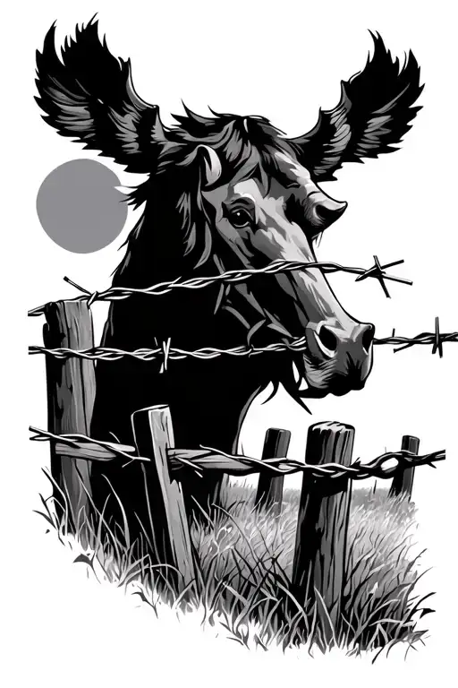 Barbed Wire fence and field  tattoo design idea