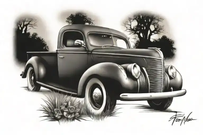 1940 ford truck tattoo design idea