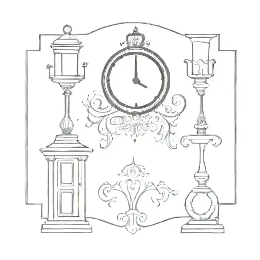 a mantle clock and a candelabra tattoo design idea
