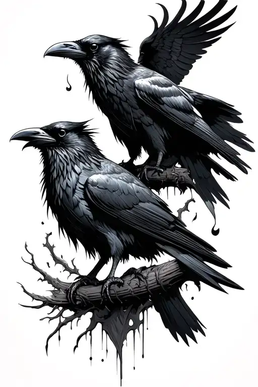 Odin Ravens Huginn and Muninn tattoo design idea