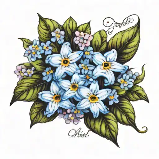forget me not flowers with quote  tattoo design idea