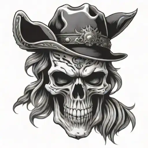 western Skull tattoo design idea
