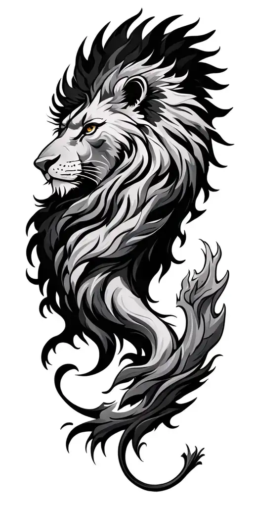 lion fire and phoenix rising tattoo design idea