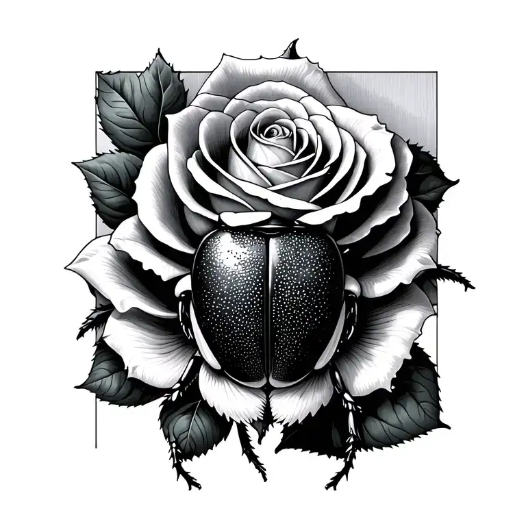 rose beetle resting tattoo design idea