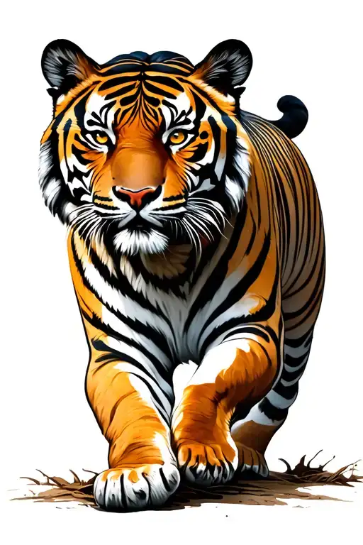 asian traditional with tiger walking tattoo design idea