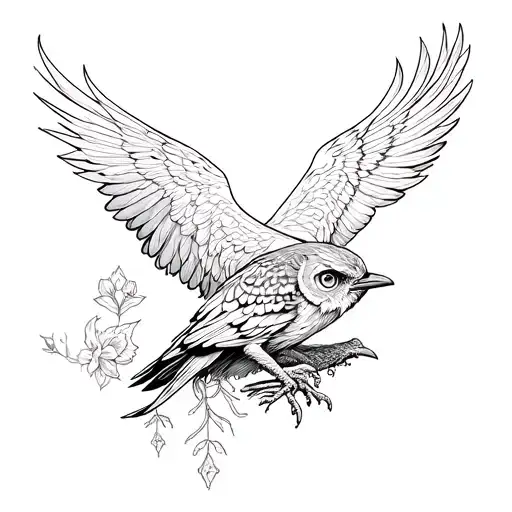 Create a tattoo that includes crows, owls, darkness, beautiful sky, magical pagan, Wiccan witchcraft spells, silence, ca tattoo design idea