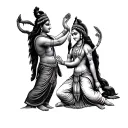 design a minimalistic tattoo design of lord shiva lifting parvati ji  tattoo design idea
