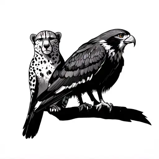 cheetah and falcon tattoo design idea